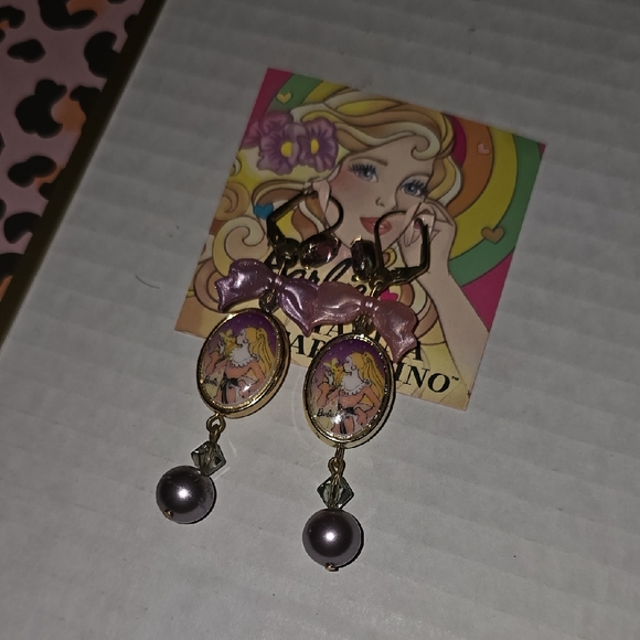 Tarina Tarintino Barbie Earring With Pink Bows - Picture 1 of 5